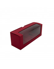 Tamsiai raudona dėžutė trims stiklainiukams su skaidriu langeliu