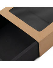 Pull-out Gift Box with Brown Sleeve, Black Bottom and Window