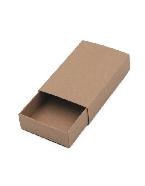 Ruda degtukų dėžutės tipo dovanų dėžutė iš kartono