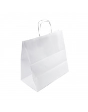 Baltas didelis popierinis maišelis su suktomis rankenomis