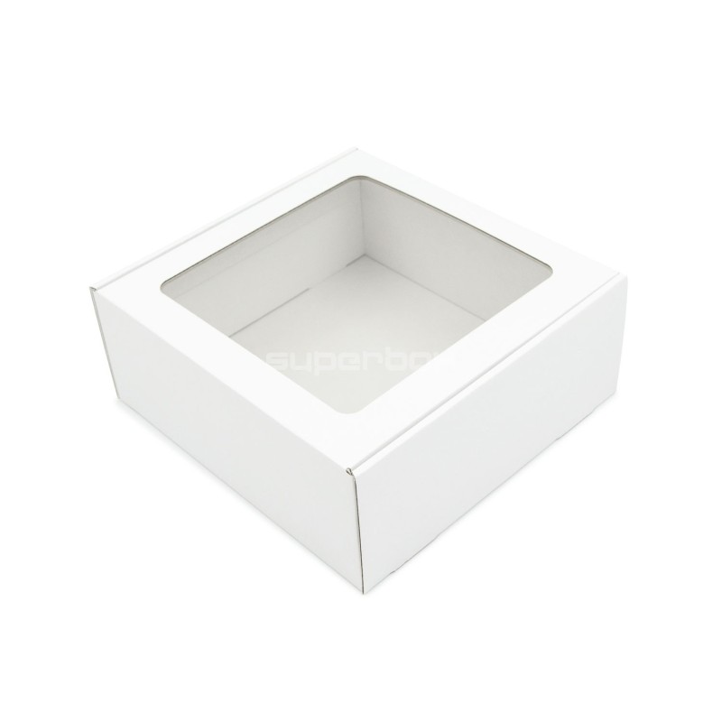 White Large Square Gift Box with Clear Window