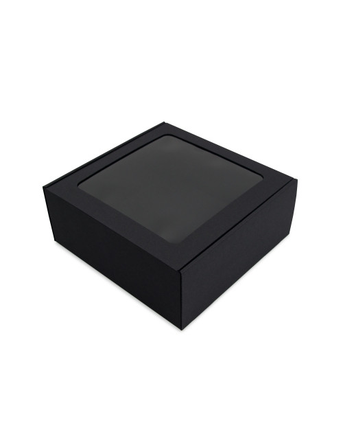 Kvadratinė juoda L dydžio dovanų dėžė su langeliu