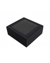 Kvadratinė juoda L dydžio dovanų dėžė su langeliu