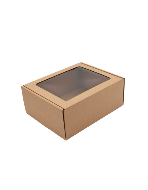 Standartinio dydžio ruda dėžutė su PVC langeliu