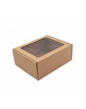 Standard Size Brown Gift Box with Window for Cosmetic Product Packaging