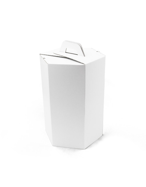 Balta šakočių dovanų dėžė su rankena, 240 mm aukščio
