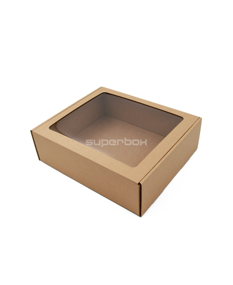Natural Brown Box With Window, 9 cm High