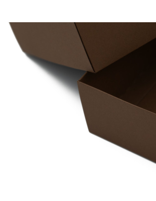 Ruda dviejų dalių kartono dėžutė su langeliu