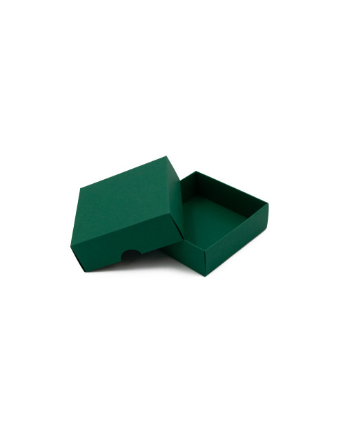 Dviejų dalių maža kvadratinė tamsiai žalia dovanų dėžutė