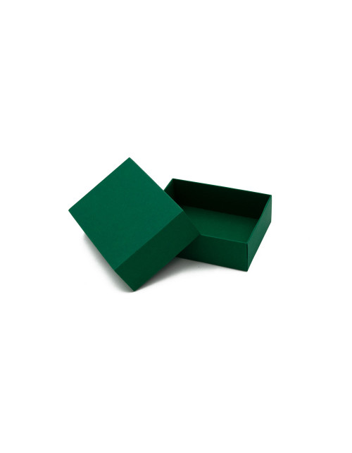 Tamsiai žalia dviejų dalių maža kartono dovanų dėžutė
