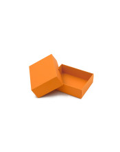 Oranžinė dviejų dalių maža kartono dovanų dėžutė