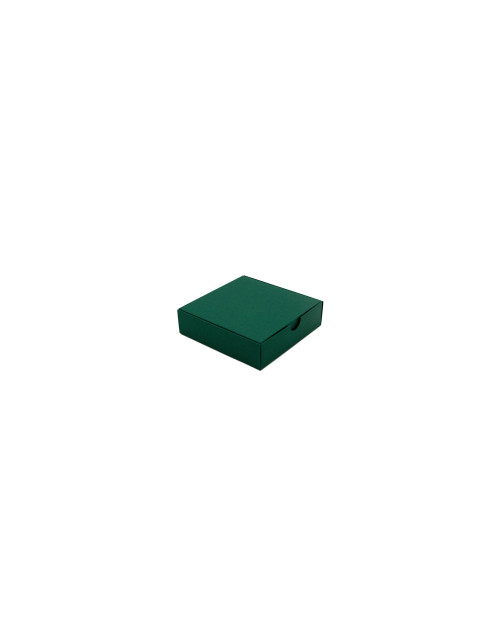 Maža kvadratinė dėžutė įleidžiamu dangteliu iš tamsiai žalio kartono