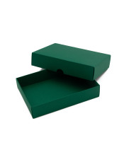 Tamsiai žalios spalvos kartono dėžutė su dangteliu