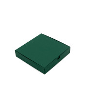 Tamsiai žalia kvadratinė dėžutė įleidžiamu dangteliu iš kartono