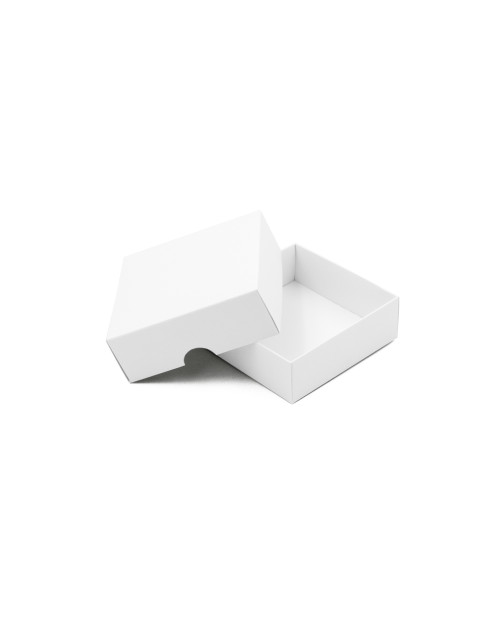 Dviejų dalių maža kvadratinė balto kartono dovanų dėžutė