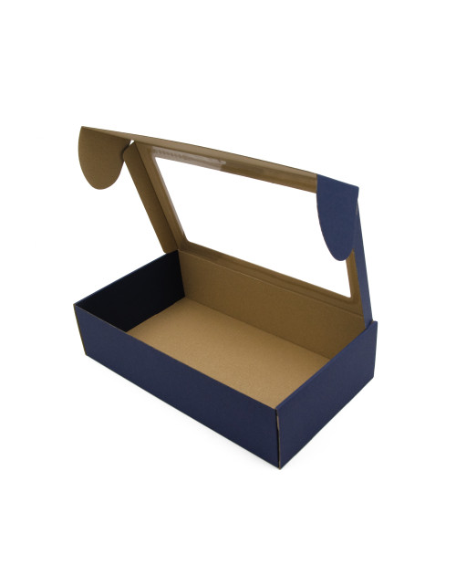 Navy Blue Gift Box with Clear Window