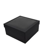 Black Large Square Box 15 cm high with PVC Window