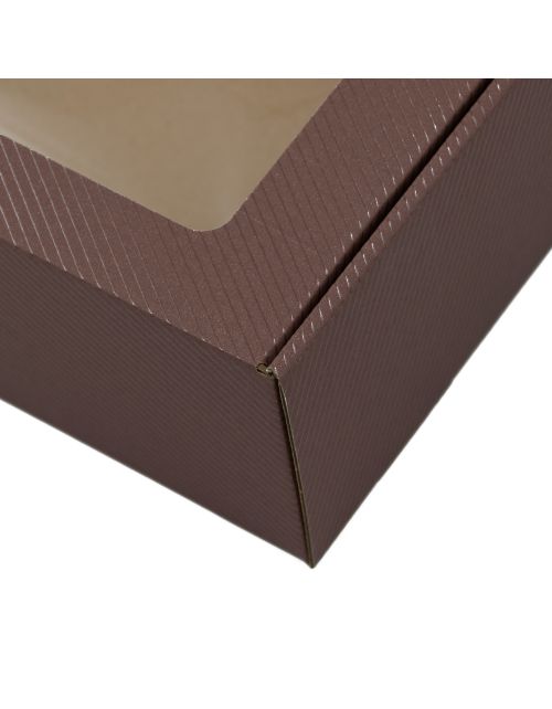 Tamsiai rudos spalvos A4 formato dėžutė su langeliu ir linijų raštu