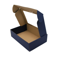 Dark Blue A4 Format Box with PVC Window and Line Pattern