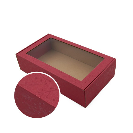 Extended Raspberry PREMIUM Gift Box with Clear Window and Lines