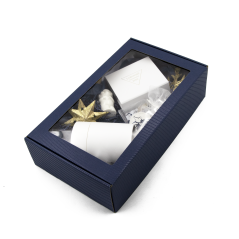 Dark Blue Extended Gift Box with Window and LINES