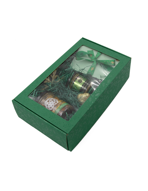 Удлиненная Черная Подарочная Коробка PREMIUM с прозрачным окошком и полосками