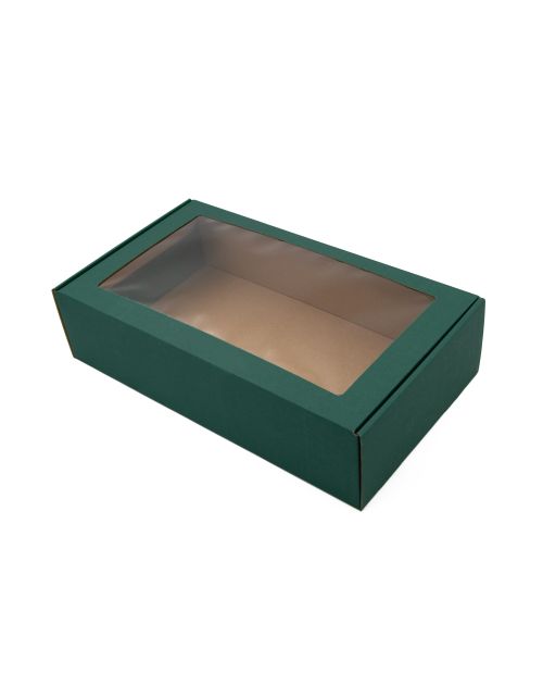 Green Gift Box with Window for Bottle