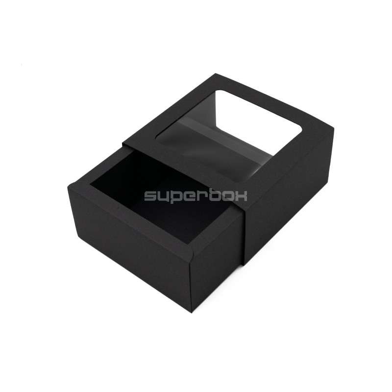 Black Box with a Sleeve and PVC Window for Packing One Jar