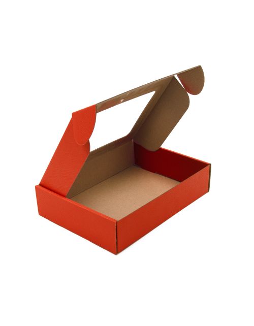 Raudona dovanų dėžutė su langeliu ir širdutėmis, 5 cm aukščio
