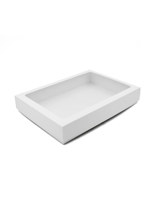 Balta universali dviejų dalių dėžutė be langelio 5 cm gylio
