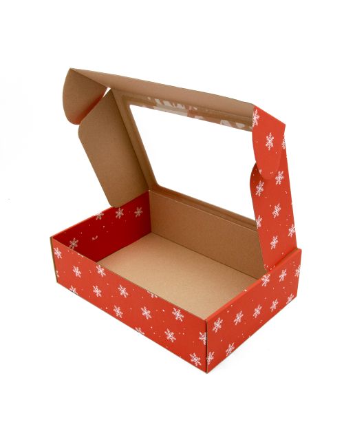 Raudonos spalvos  A4 formato dėžutė BALTOS SNAIGĖS
