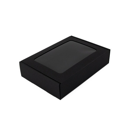 Black Rectangular Gift Box of 5 cm Height with PVC Window