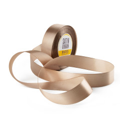 Elegant Latte Satin Ribbon | 25mm Wide, 32m Long | Superbox