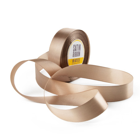 Elegant Latte Satin Ribbon, 25 mm Width