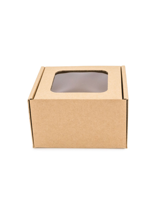 Ruda mikrogofros dėžutė-kubiukas su langeliu