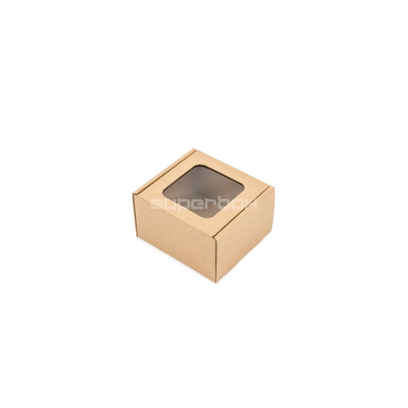 Brown Mini Cube Box with Clear Window