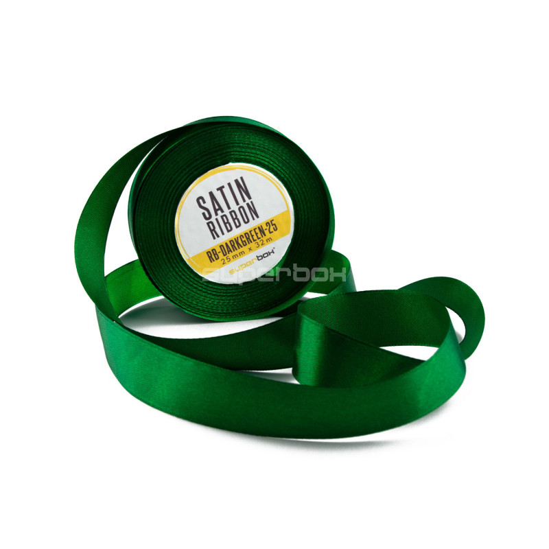 Decorative Dark Green Satin Ribbon, 25 mm Width