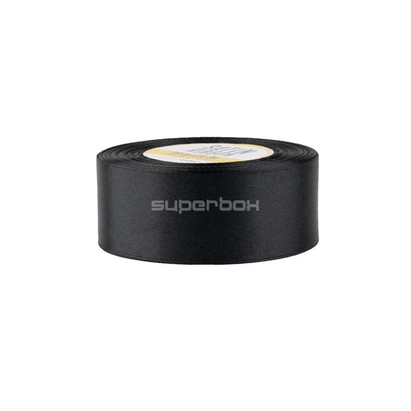 Deep Black Satin Ribbon, 38 mm Width