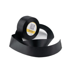 Deep Black Satin Ribbon, 38 mm Width