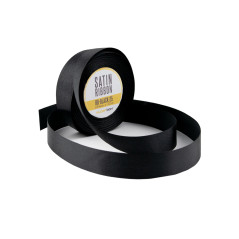 Classic Black Satin Ribbon, 25 mm Width