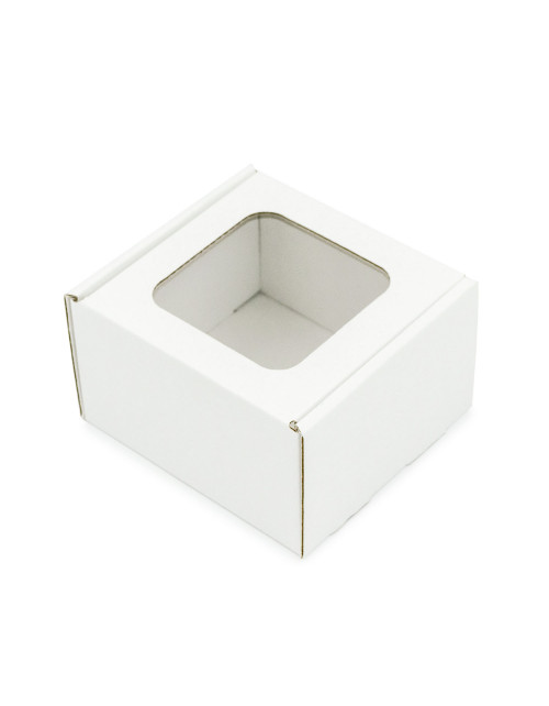 Balta mikrogofros dėžutė-kubiukas su langeliu
