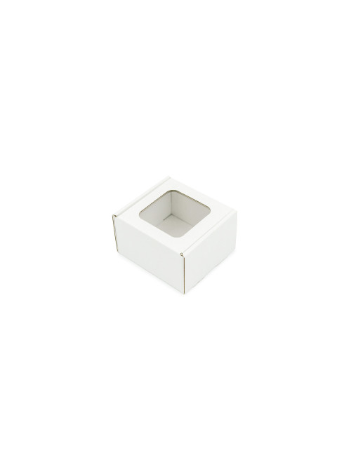 Balta mikrogofros dėžutė-kubiukas su langeliu