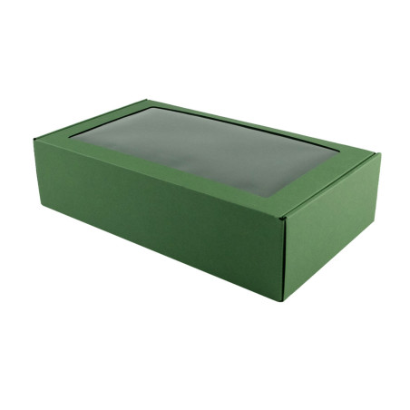 Green Gift Box with Window for Bottle| 340x195x85 mm | Superbox