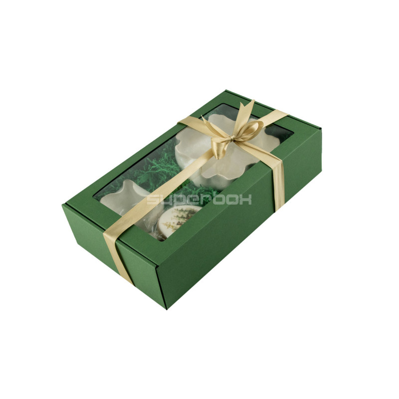 Green Gift Box with Window for Bottle