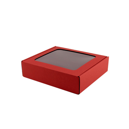 Red Small Gift Box with PVC Window | 190x170x48 mm | Superbox