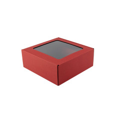 Bright Red Box with Window for Packing Jars | 185x195x75 мм | Superbox