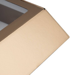 Muted Gold Square Gift Box with Clear Window | 220x220x90 мм |Superbox