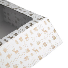 White Square Gift Box with Christmas Design | 220x220x90 мм | Superbox