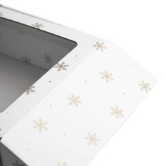 White Square Gift Box with Snowflakes | 220x220x90 мм | Superbox