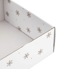 White Square Gift Box with Snowflakes | 220x220x90 мм | Superbox